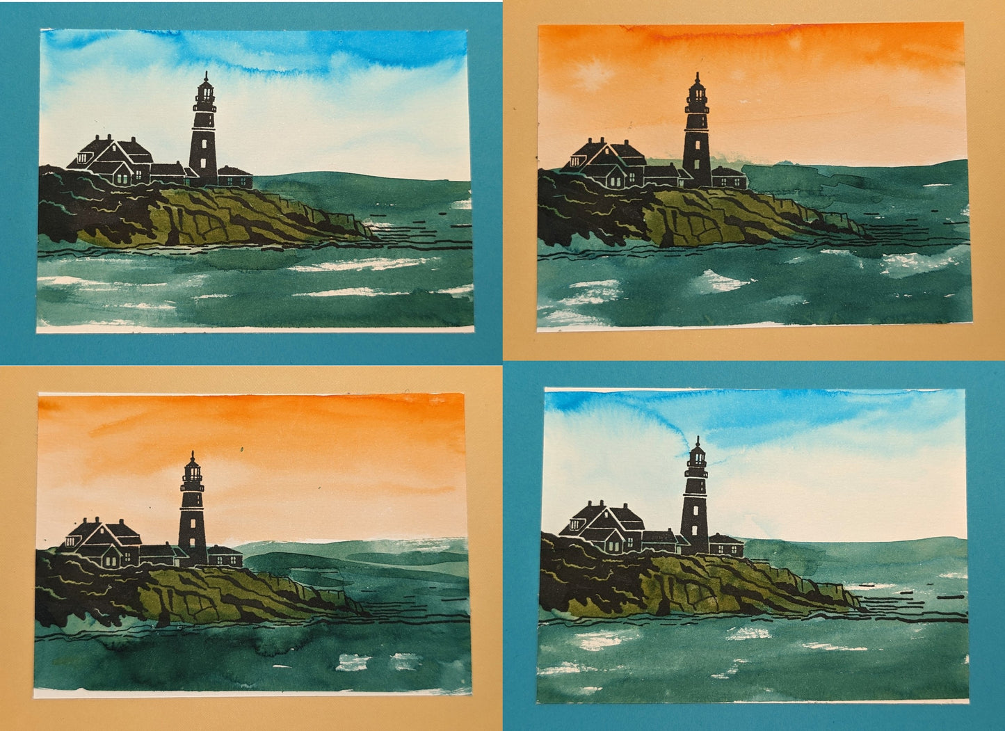 Hand-painted landscape cards - pack of four
