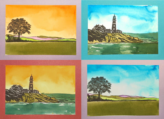 Hand-painted landscape cards - pack of four