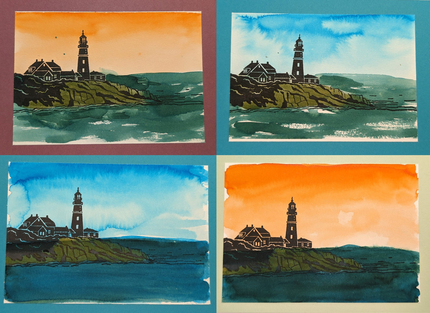 Hand-painted landscape cards - pack of four