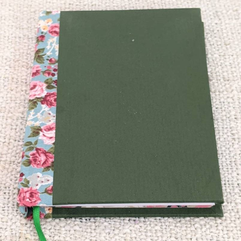 Handmade notebooks - green with pink flowers