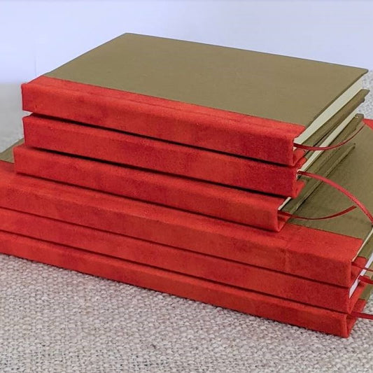 Handmade notebooks - red and gold