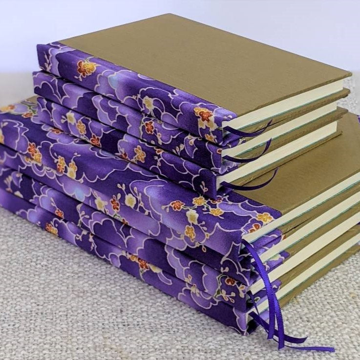 Handmade notebooks - purple and gold