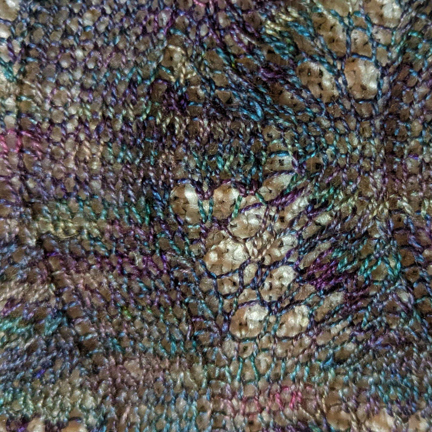 Hand-knitted feather stitch lace scarf