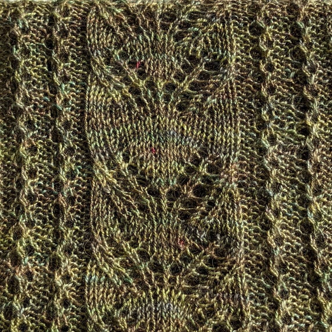 Narrow lace hand-knitted scarf