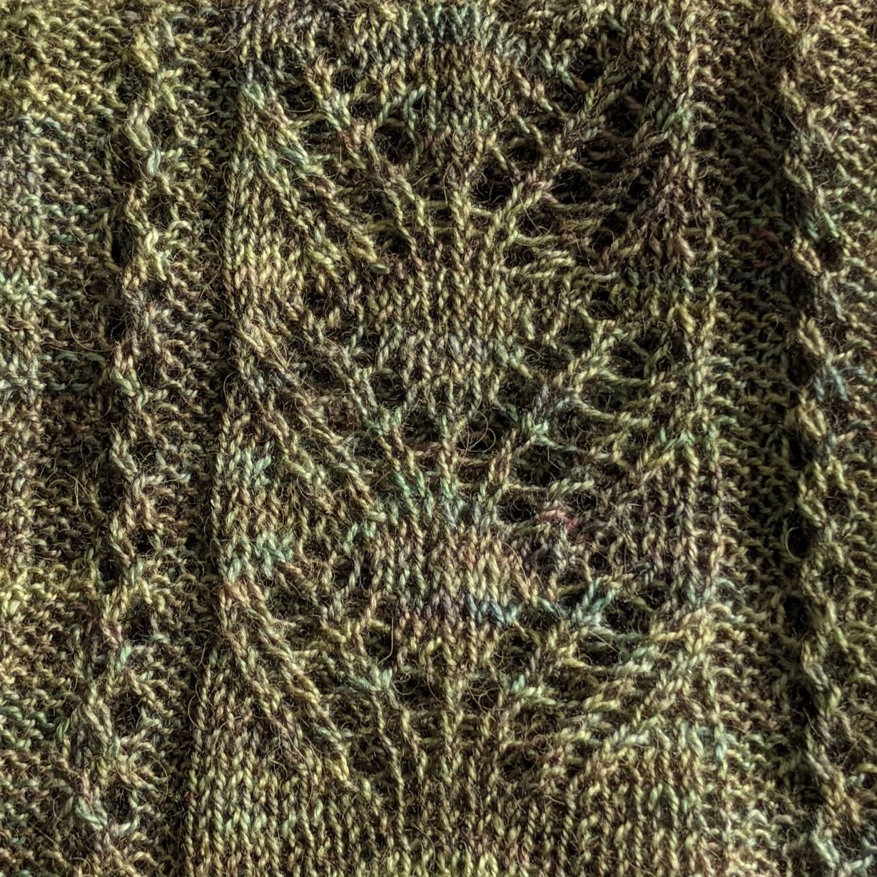 Narrow lace hand-knitted scarf